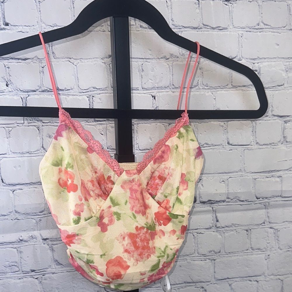 🌸 Princess Polly Floral Mesh Cami Top – Size 0 (AU 4)